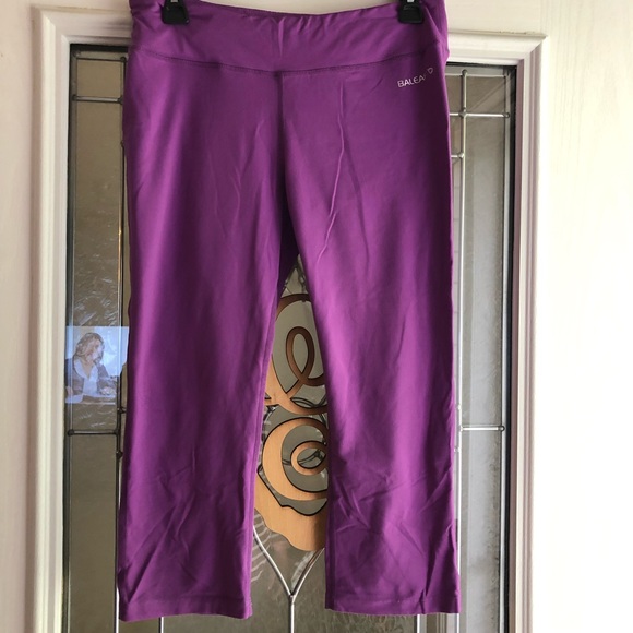 Baleaf Pants - Baleaf Size Large Purple Cropped Workout Leggings Baleaf Pants - Baleaf Size Large Purple Cropped Workout Leggings